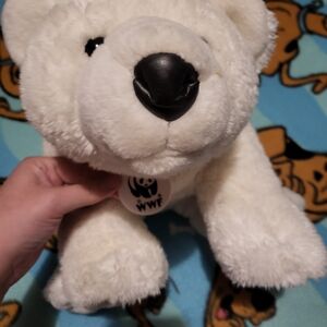 Build-A-Bear White Polar Bear Plush Wwf With Medallion Unstuffed